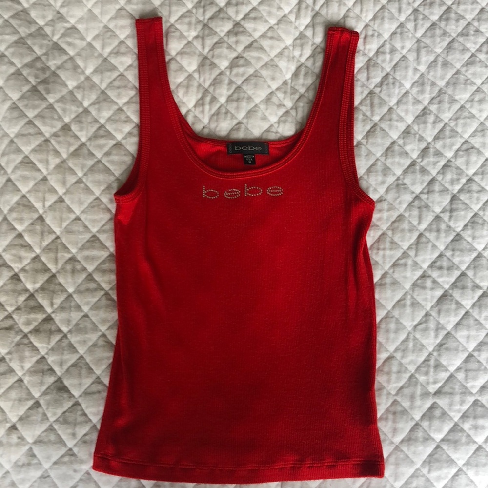 Vintage Bebe Bedazzled Red Tank Top